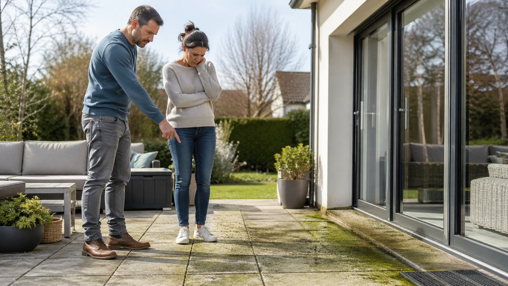 Grünbelag-Entferner Green X Pro Anwendung auf Terrasse mit Grünbelag – Empefly