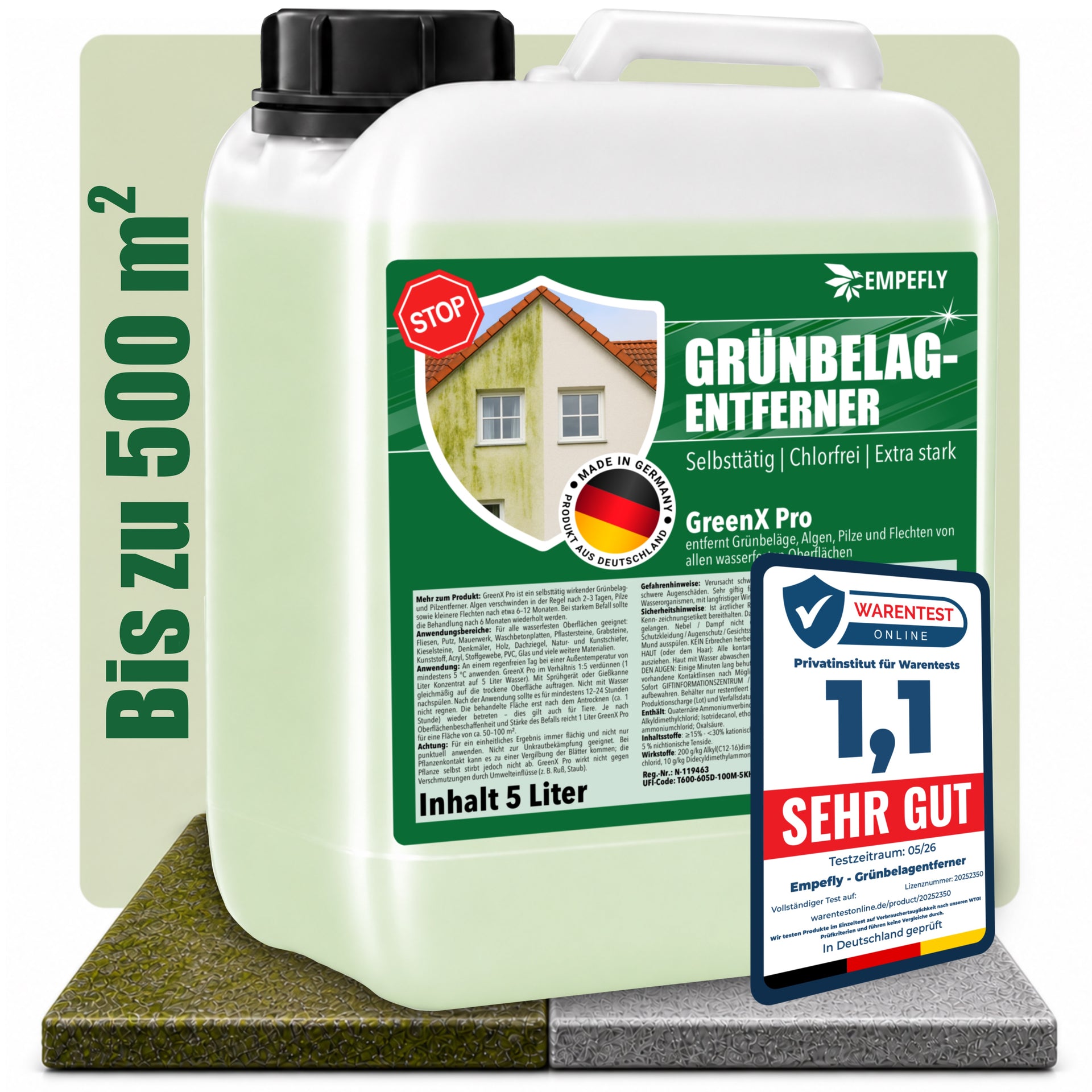 Grünbelagentferner 5L für Außenflächen: Ohne Schrubben – Empefly-Shop